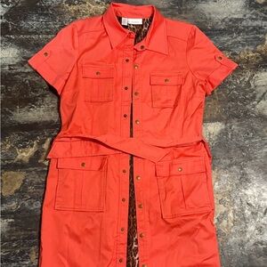 Coral Button-Up Trench Coat